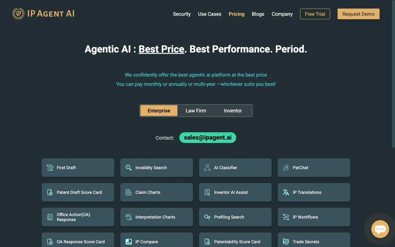 IP Agent AI — pricing page