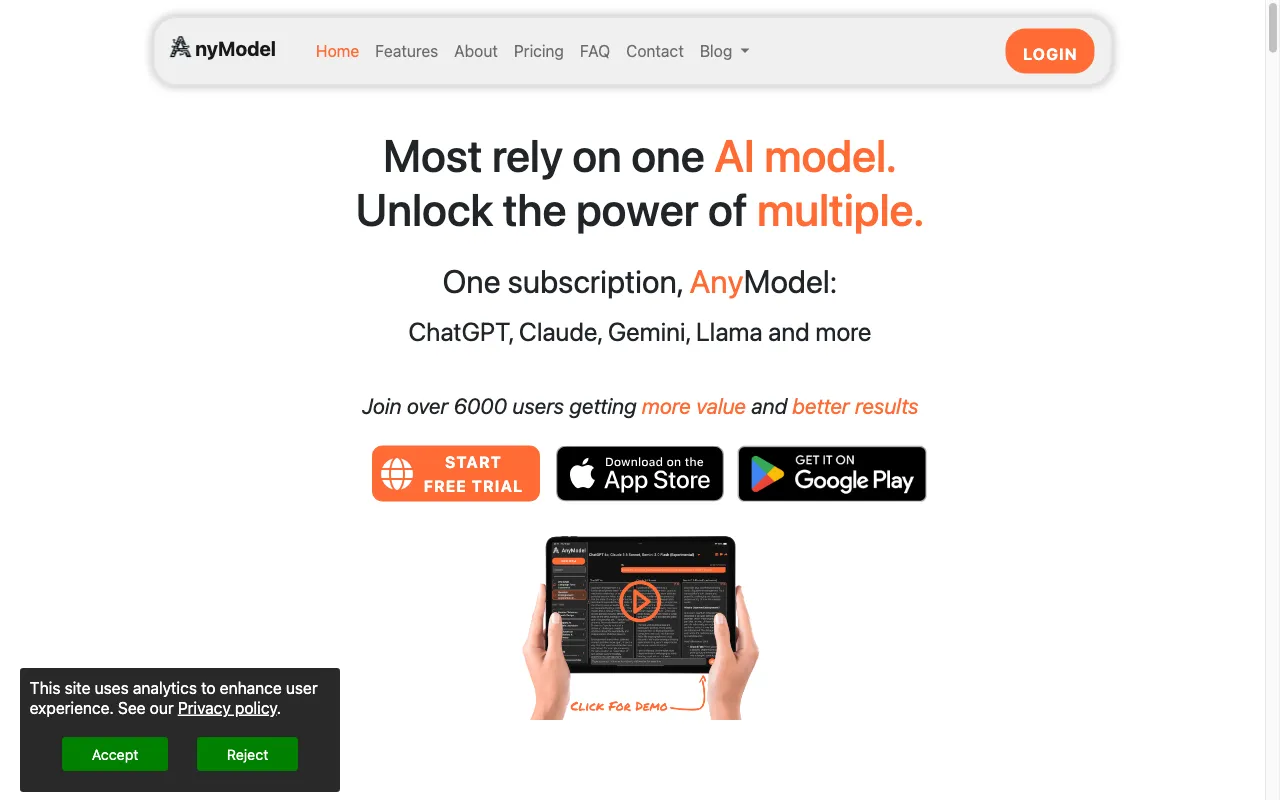 Compare AI models - 50+ models with one account — preview screenshot