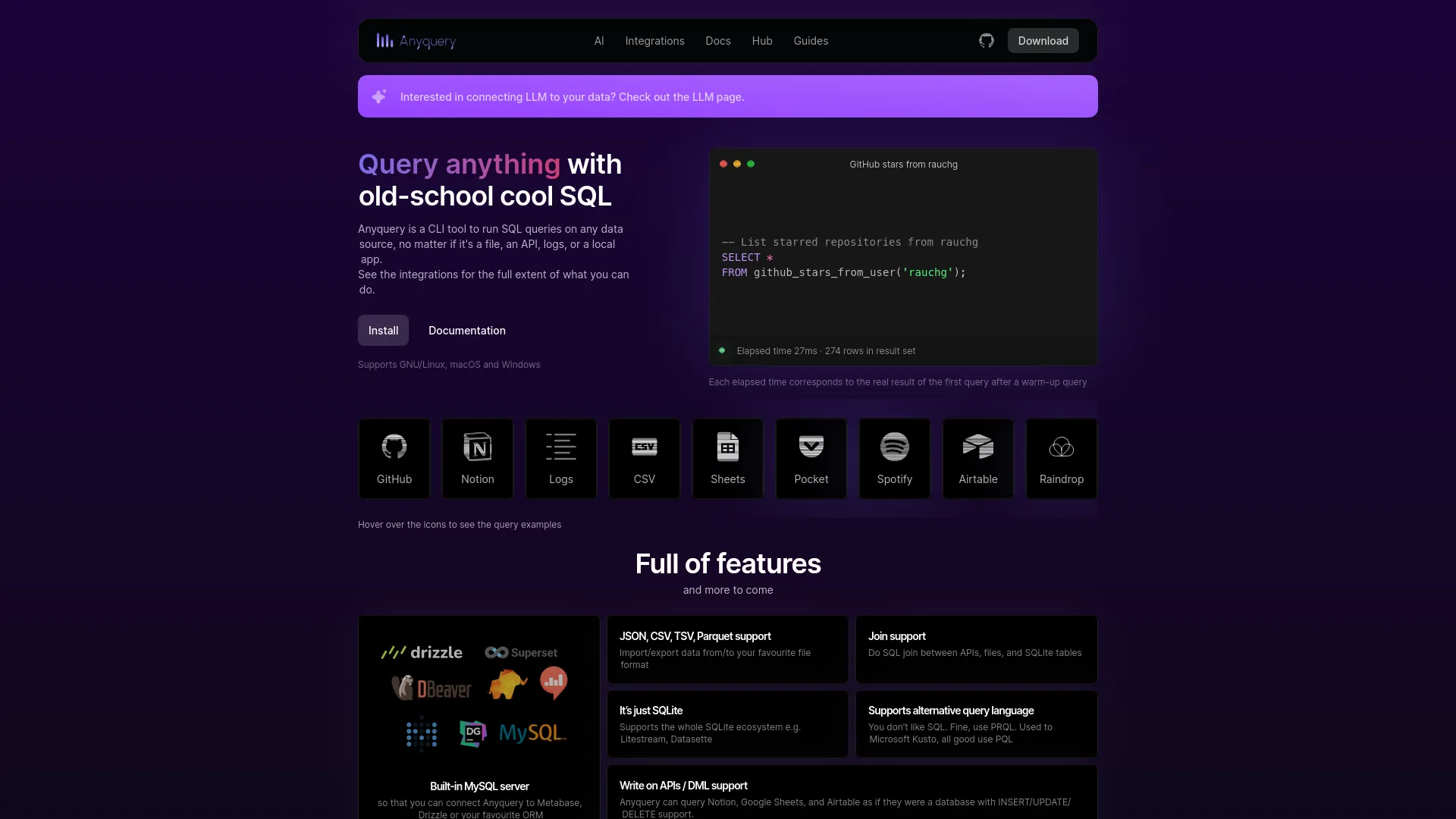 Anyquery — preview screenshot