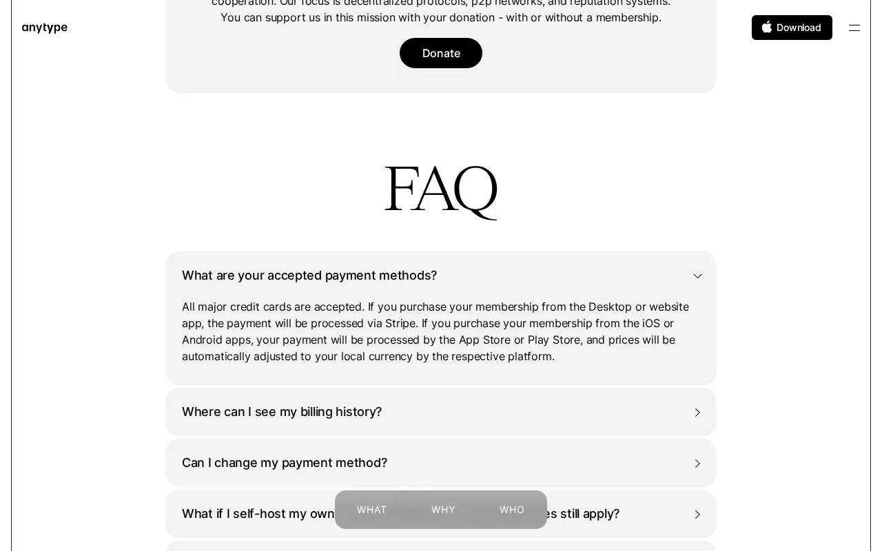 Anytype — pricing page