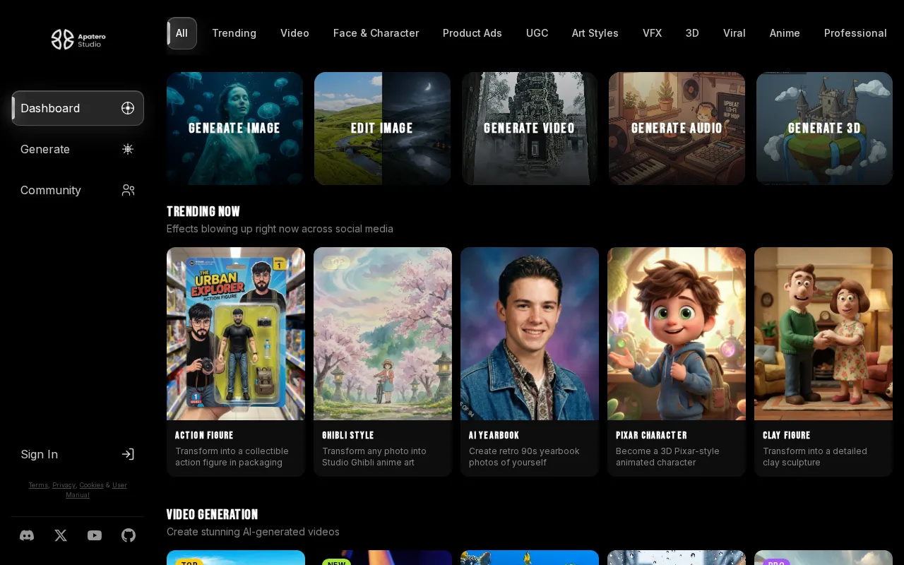 Apatero Studio — preview screenshot