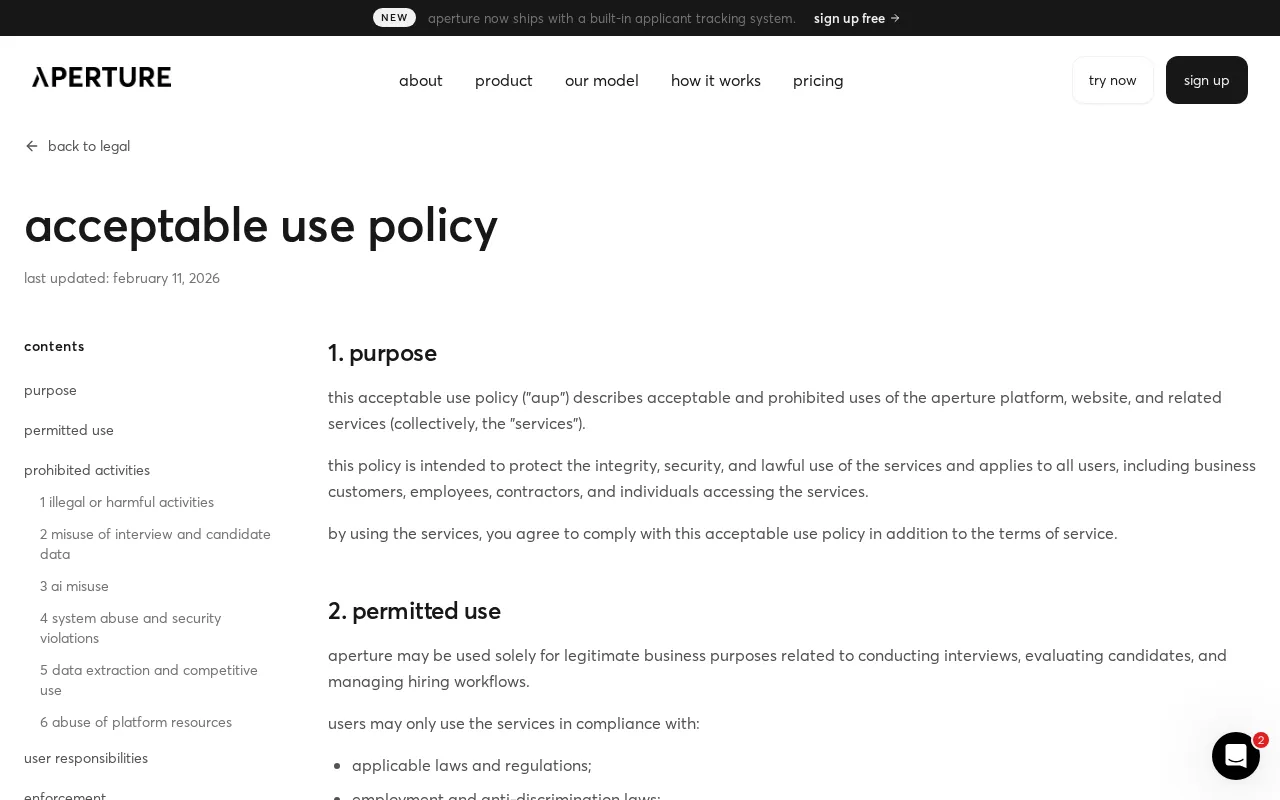 aperture — pricing page