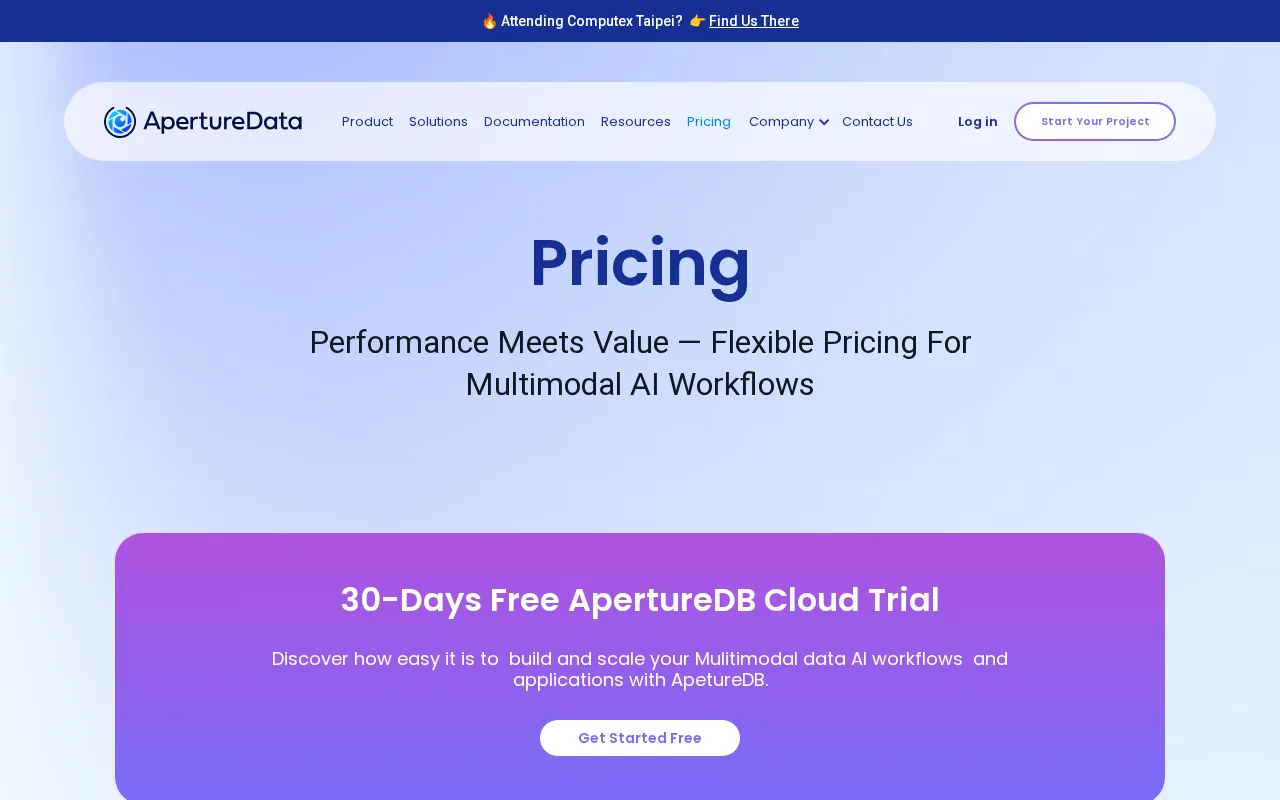 ApertureData — pricing page