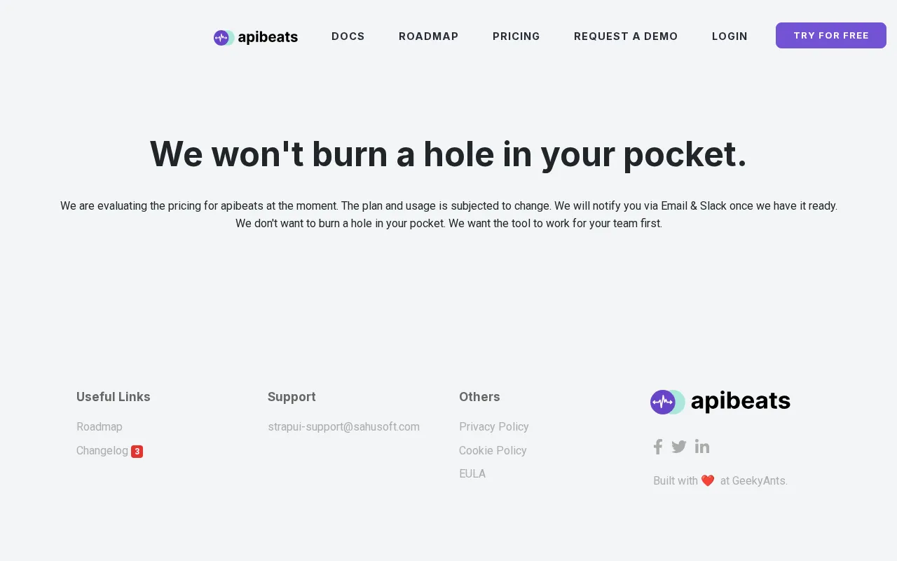 apibeats — pricing page