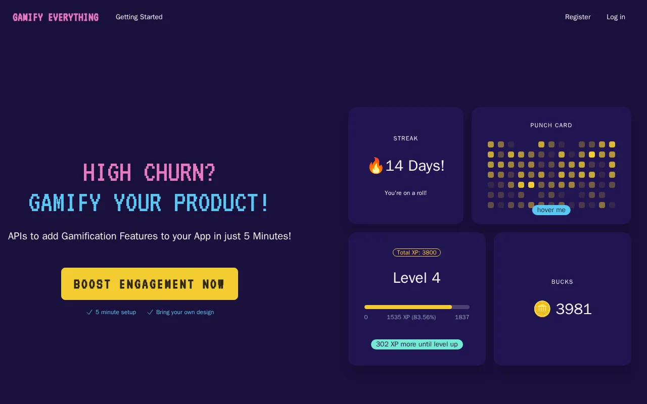 APIs to add gamification to your app in just 5 minutes! — preview screenshot