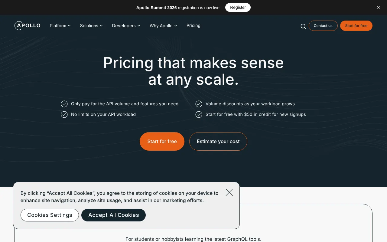 Apollo GraphQL — pricing page