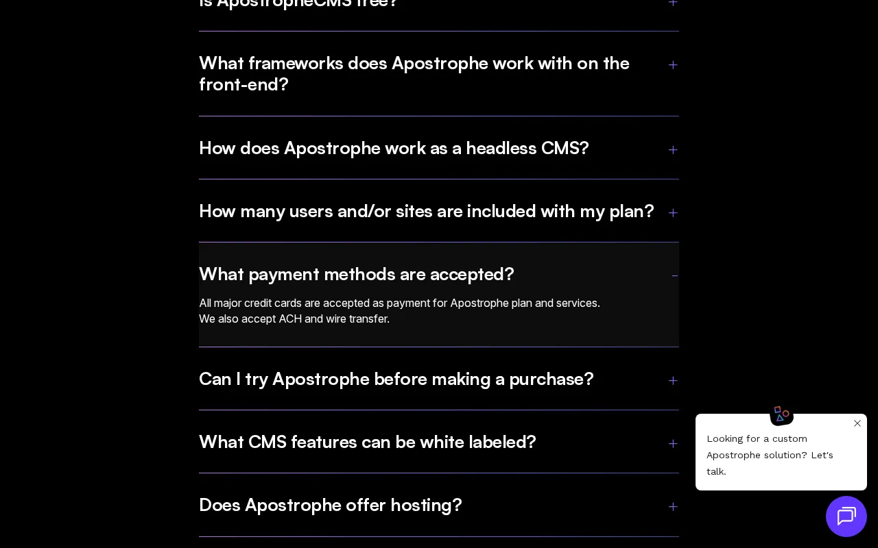 ApostropheCMS — pricing page
