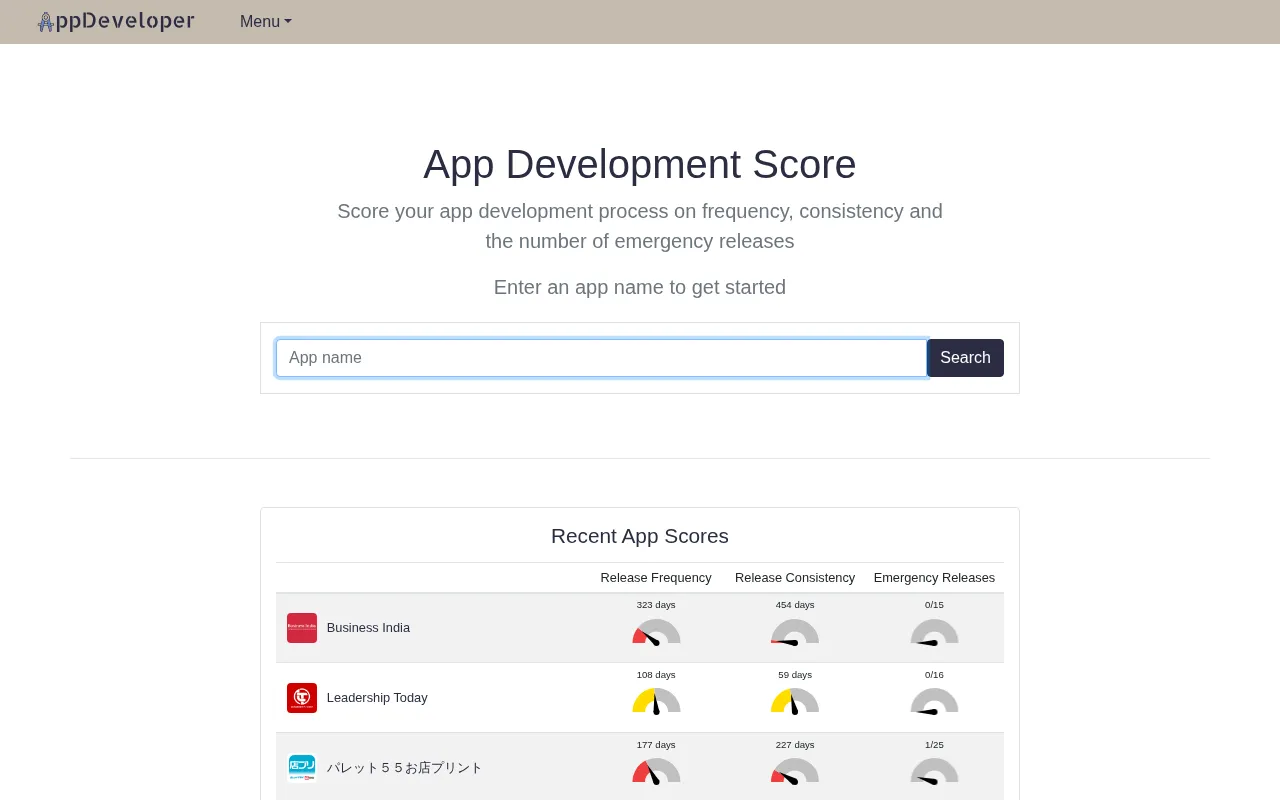 App Developer Score — preview screenshot