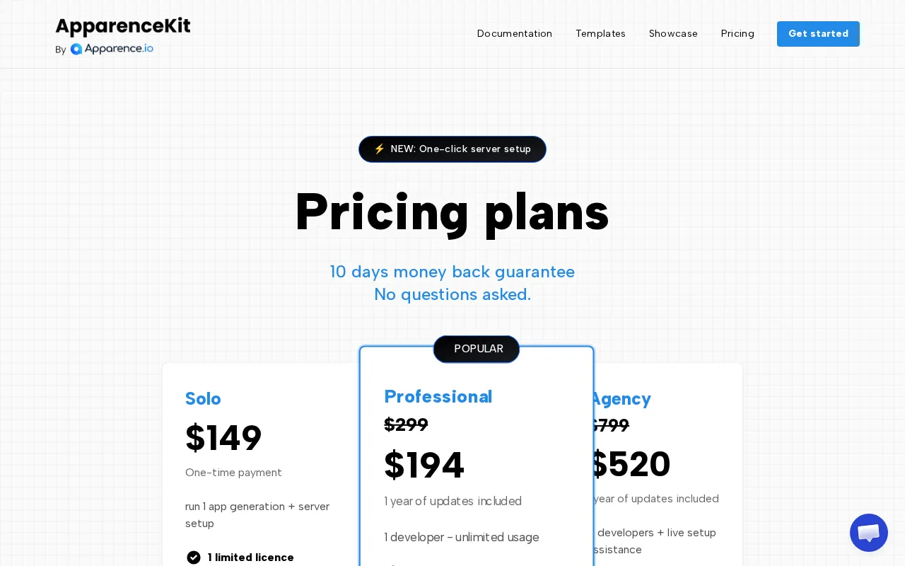 ApparenceKit — pricing page