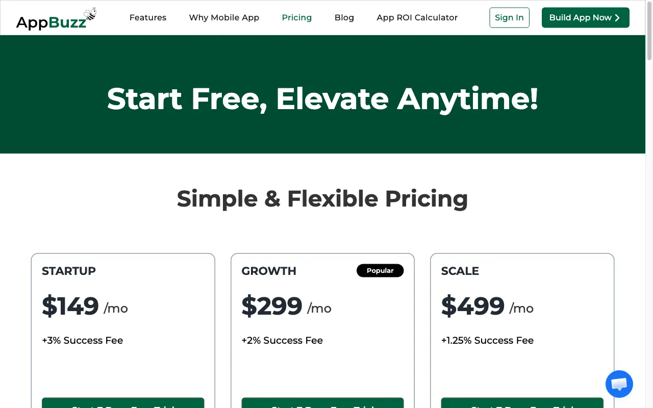 AppBuzz — pricing page