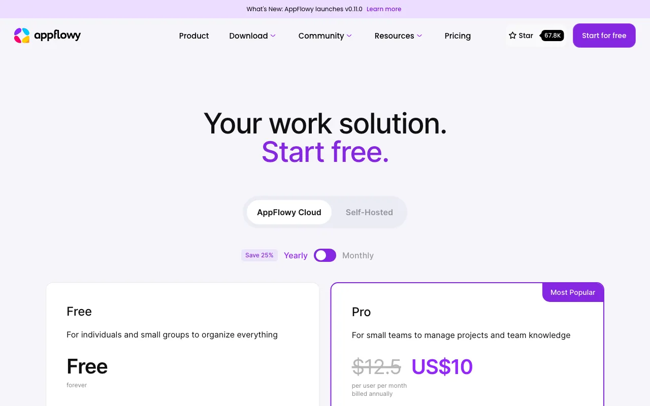 AppFlowy — pricing page