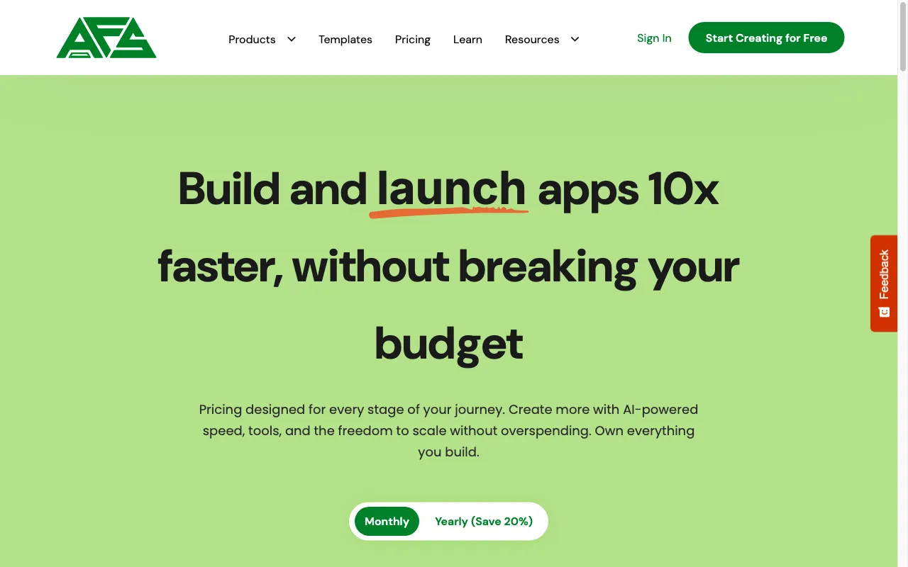 AppForceStudio — pricing page