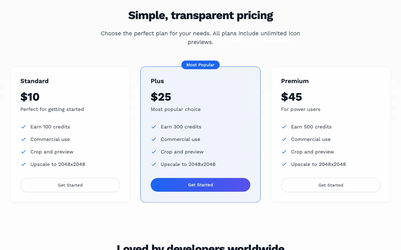 AppIcons AI — pricing page