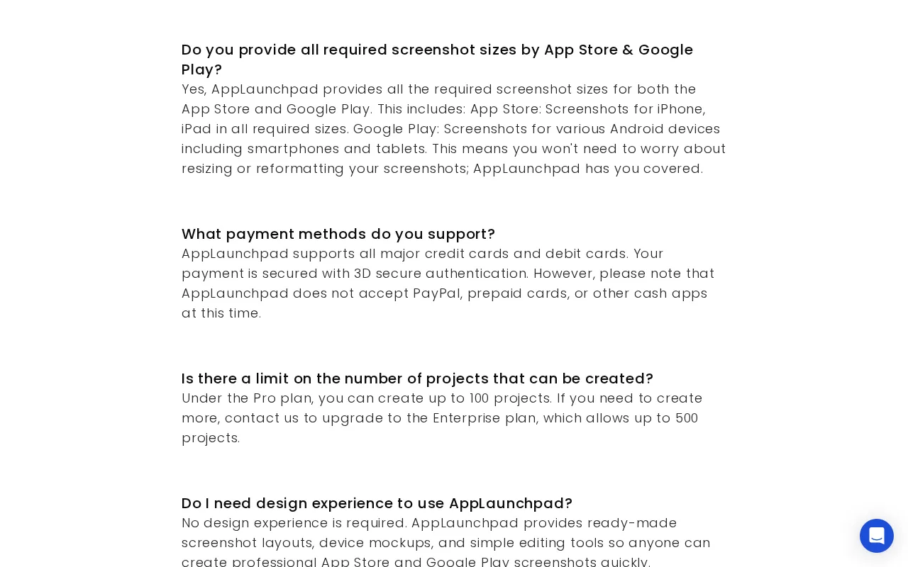 AppLaunchpad — pricing page
