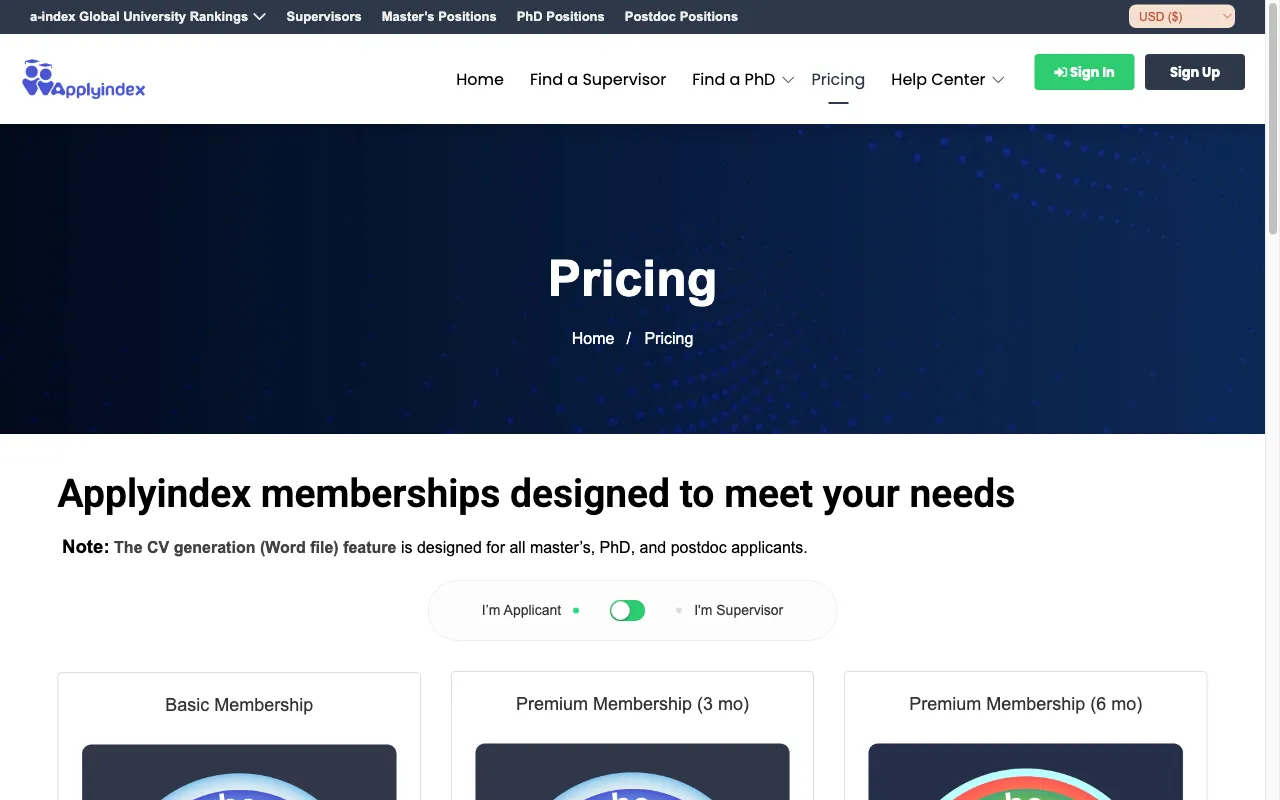 Applyindex — pricing page