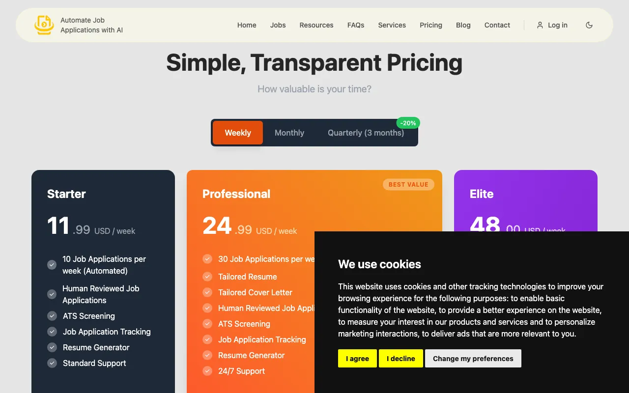 Applyre AI — pricing page