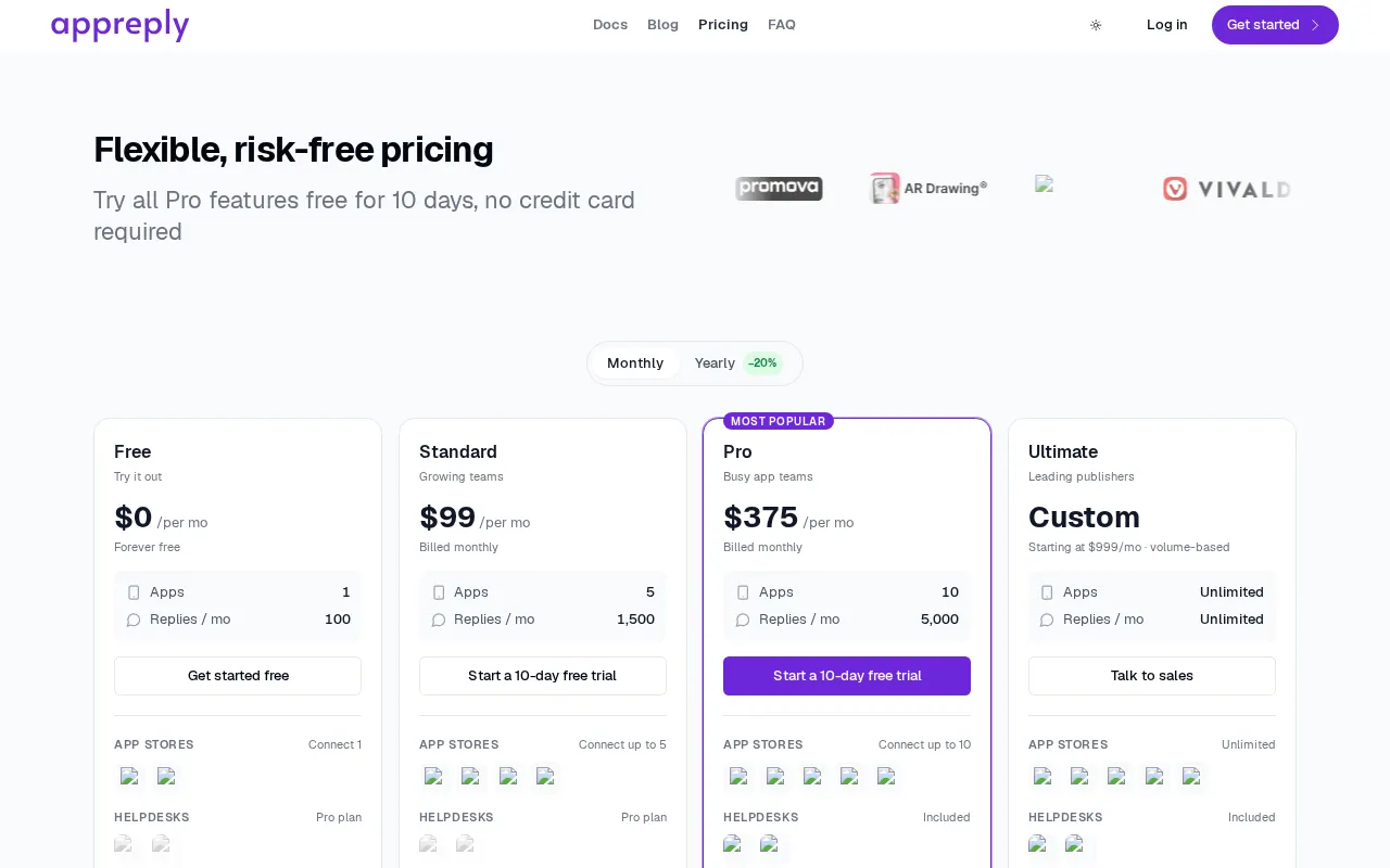 AppReply — pricing page