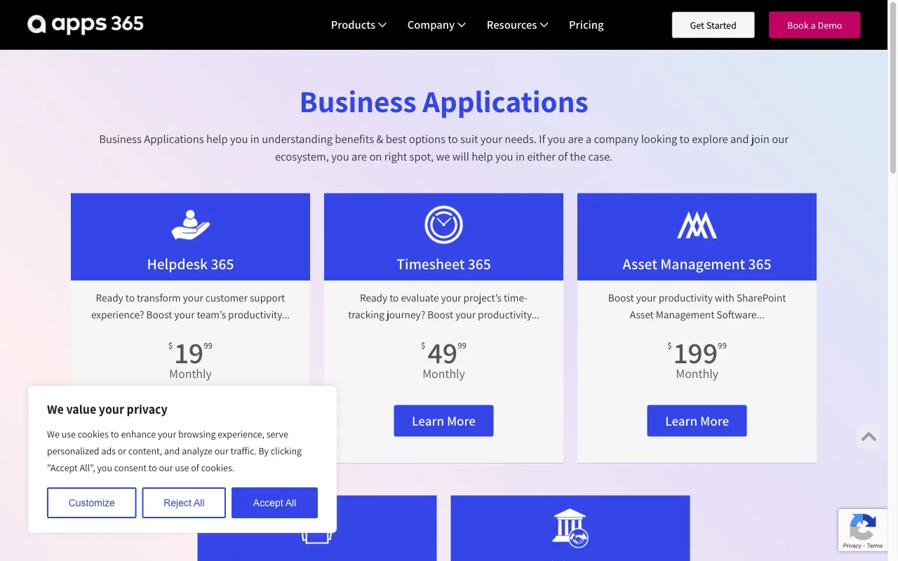 Apps 365 — pricing page