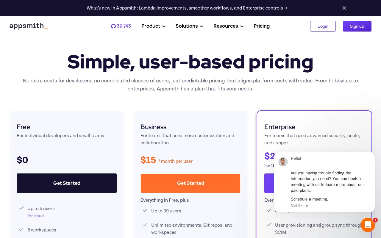 Appsmith AI — pricing page