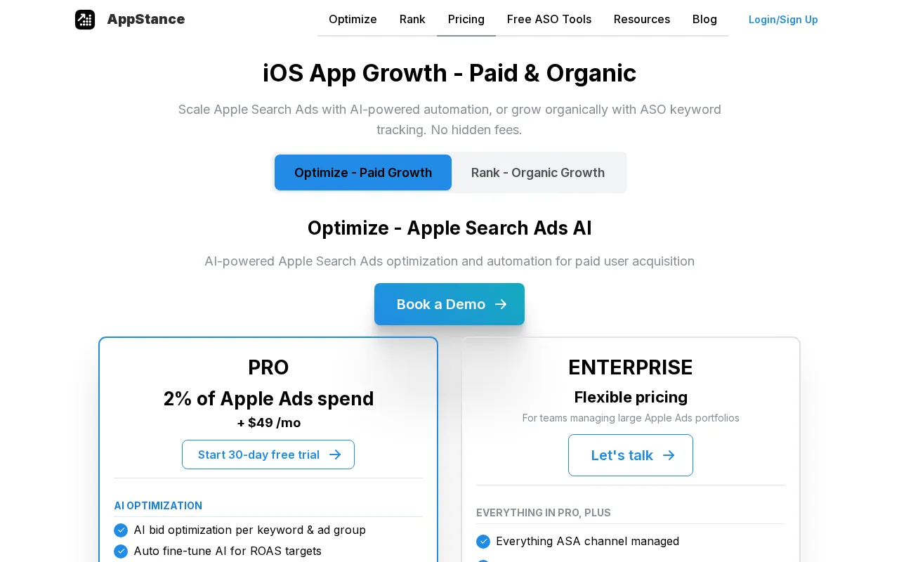 AppStance — pricing page