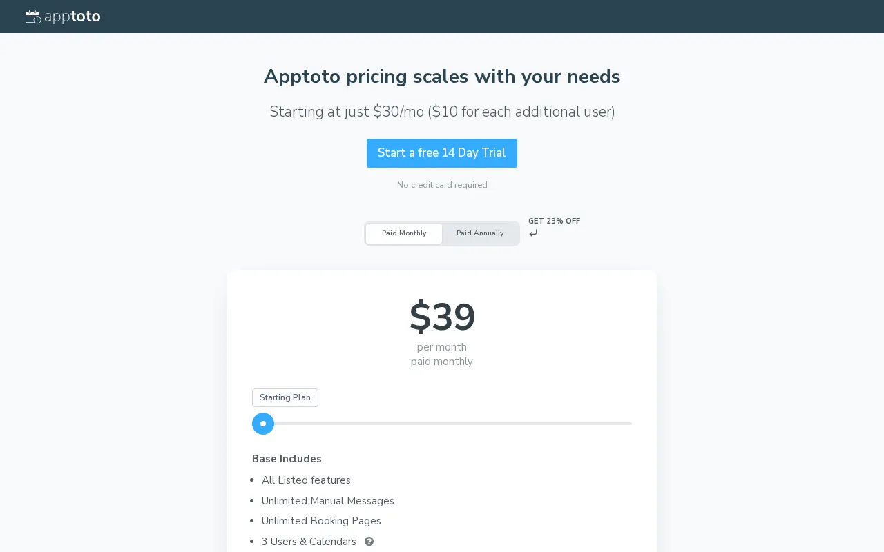 Apptoto — pricing page