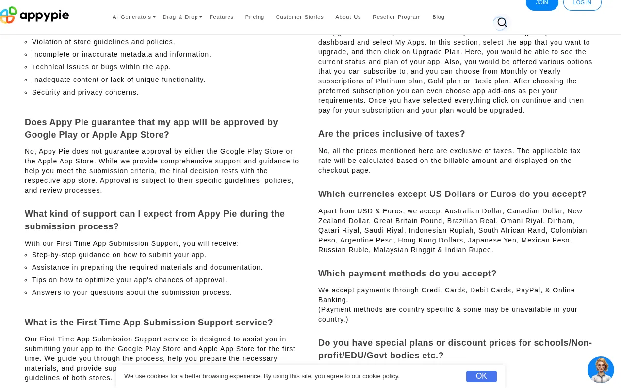 Appy Pie — pricing page