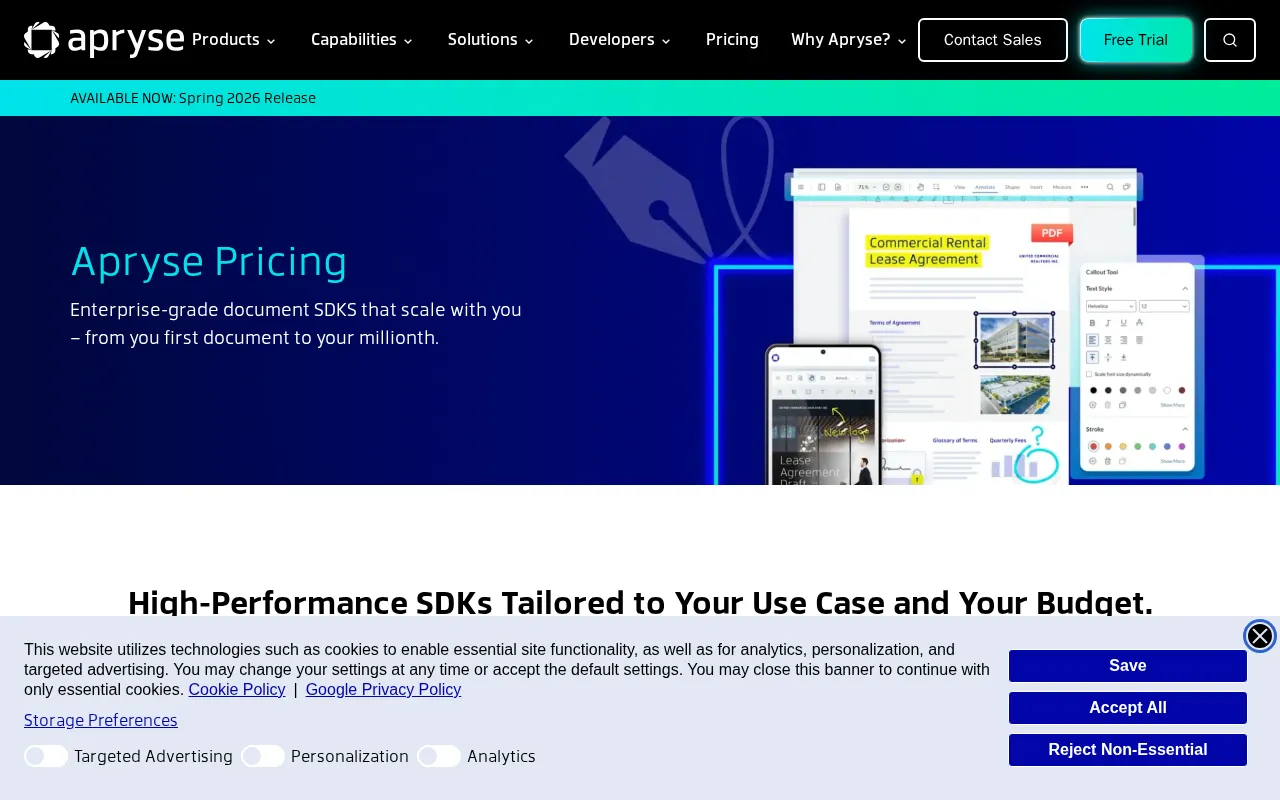 Apryse — pricing page