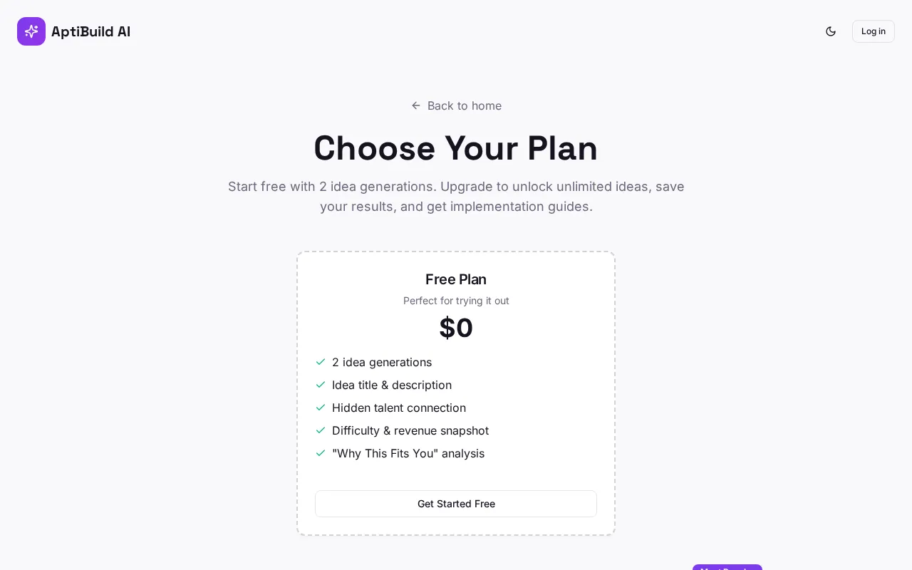 AptiBuild AI — pricing page