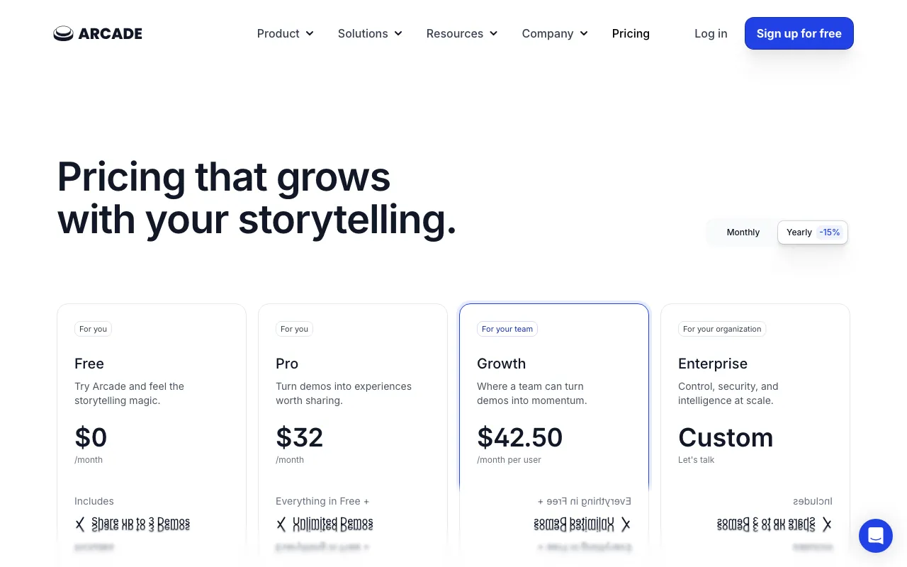 Arcade — pricing page