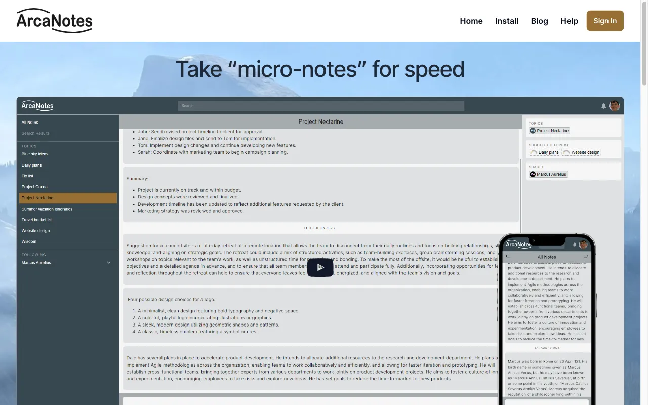 ArcaNotes — preview screenshot
