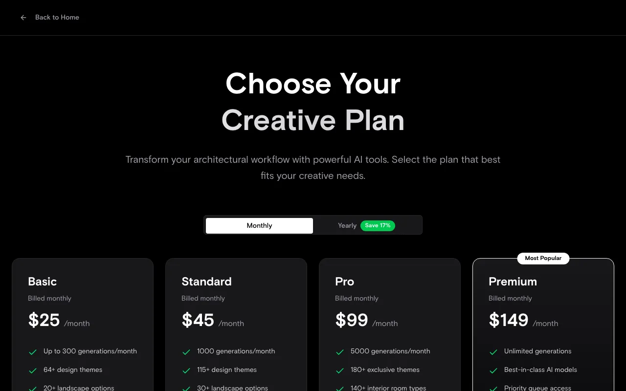 ArchitectGPT — pricing page