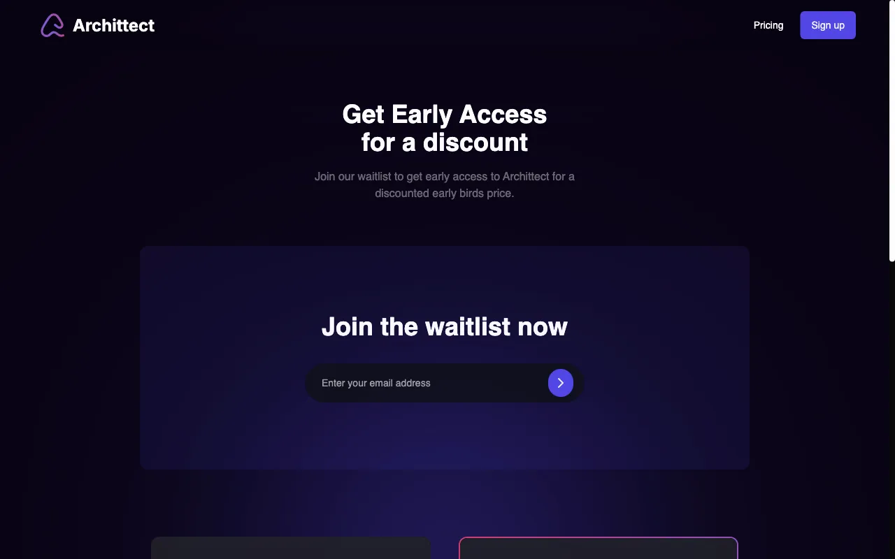 Archittect — pricing page