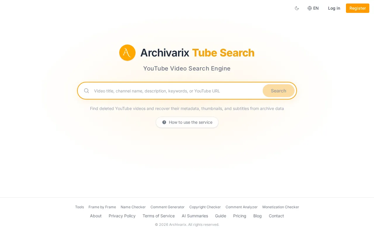 Archivarix Tube Search — preview screenshot