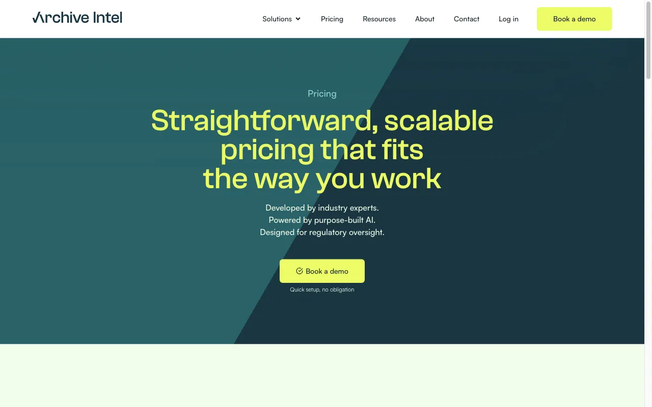 Archive Intel — pricing page