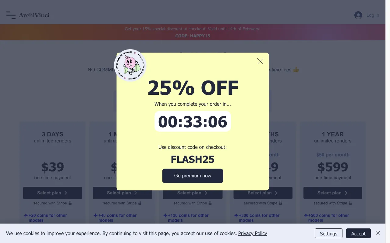 ArchiVinci — pricing page