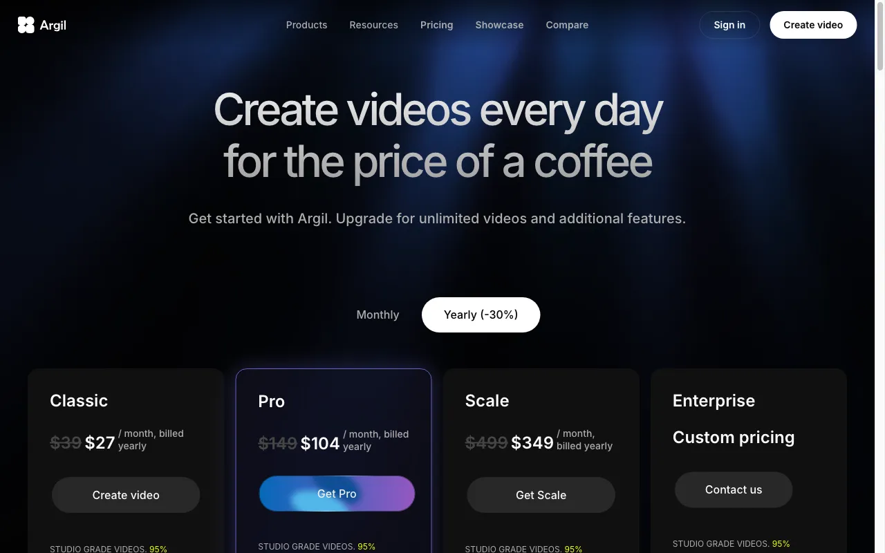 Argil — pricing page