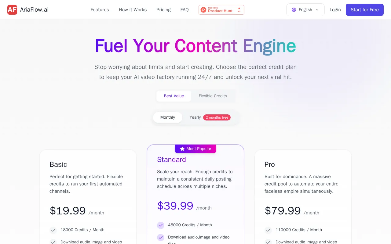 AriaFlow.ai — pricing page