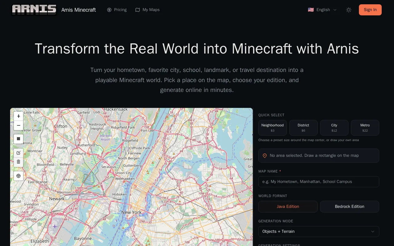 Arnis Minecraft — preview screenshot