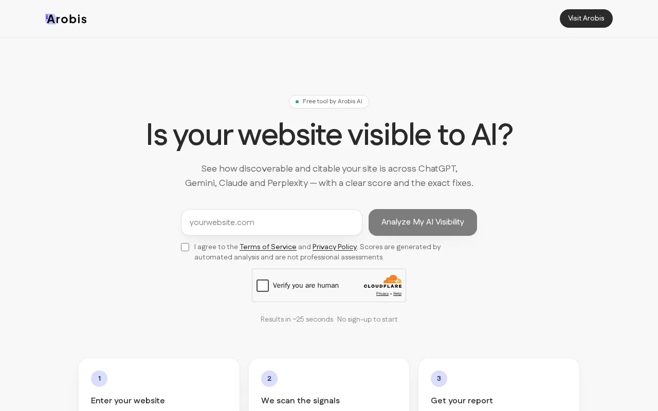 Arobis AI Visibility Checker — preview screenshot