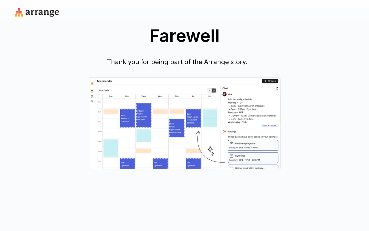 Arrange — pricing page