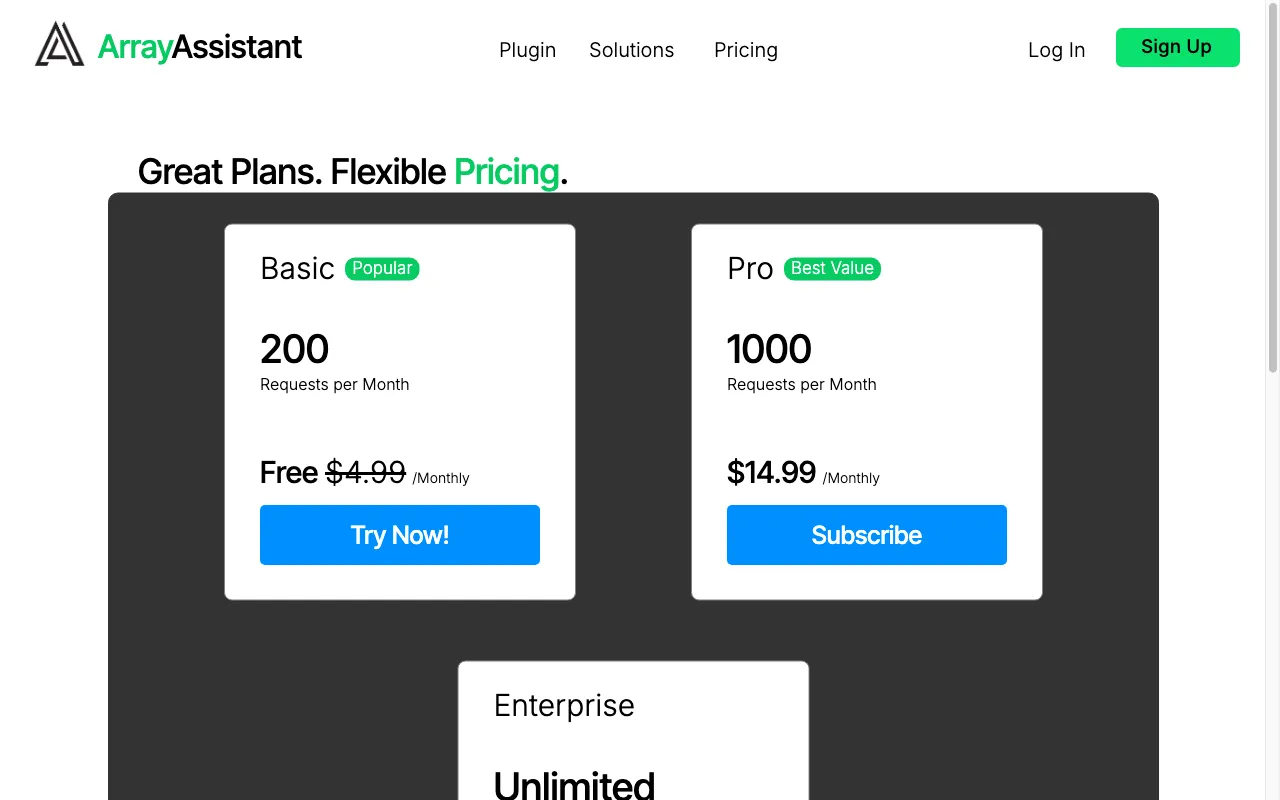 Array Assistant — pricing page