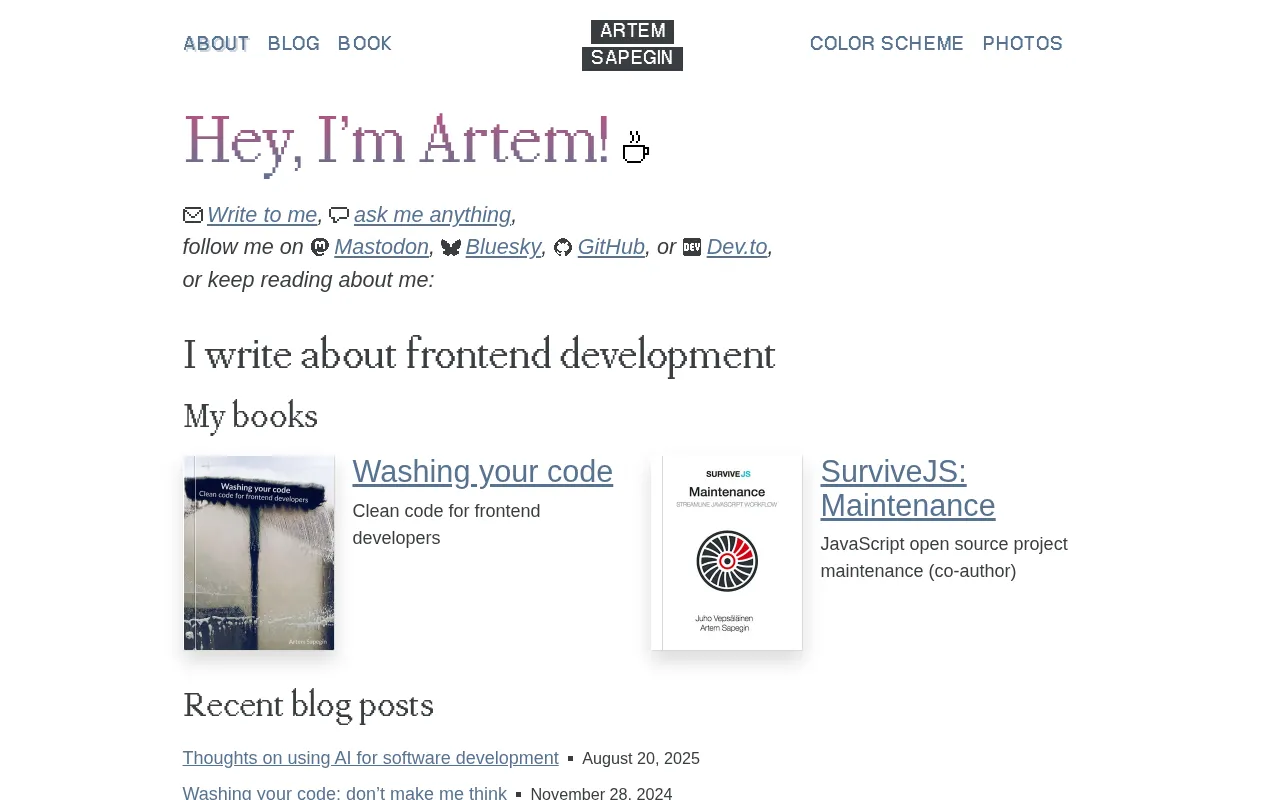 Artem Sapegin — preview screenshot