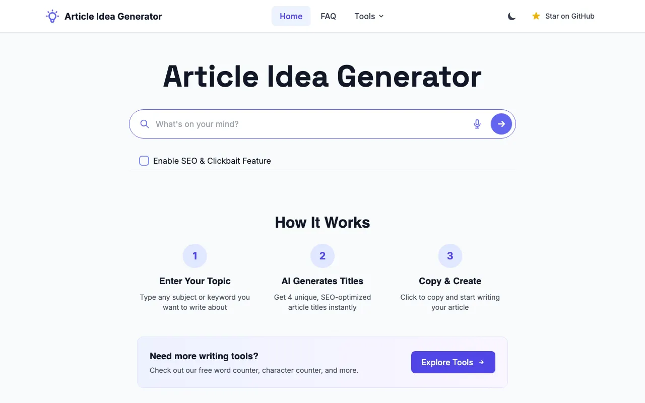 Article Idea Generator — preview screenshot