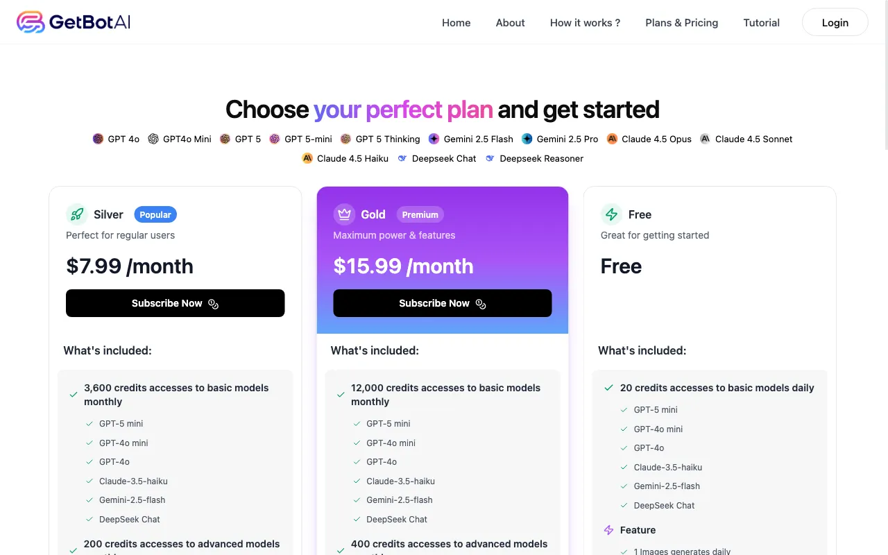 GetBot — pricing page