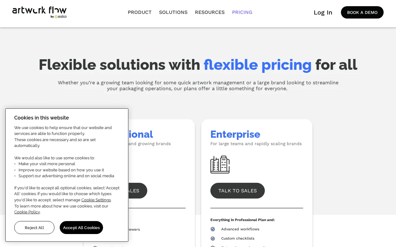 Artwork Flow — pricing page