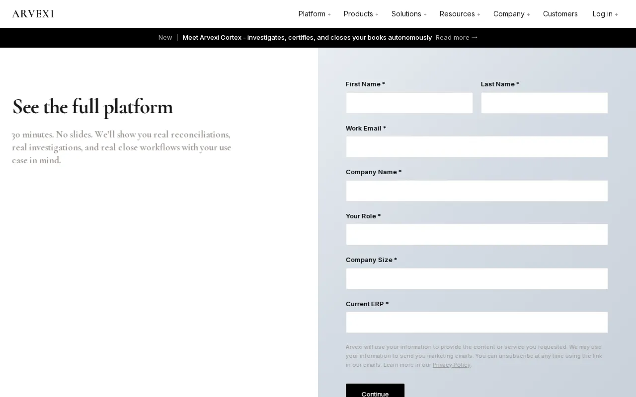 Arvexi — pricing page