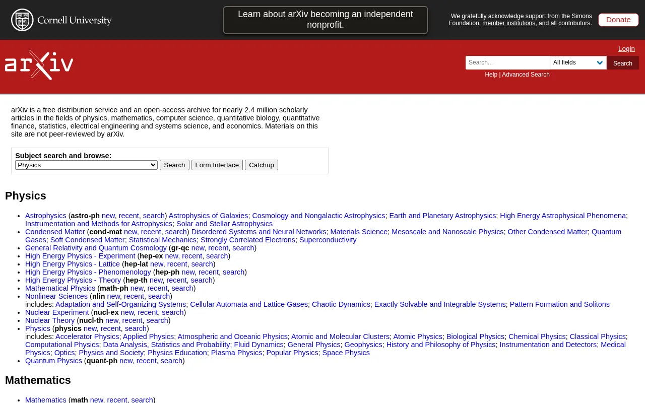 ArXiv - Cornell University — preview screenshot