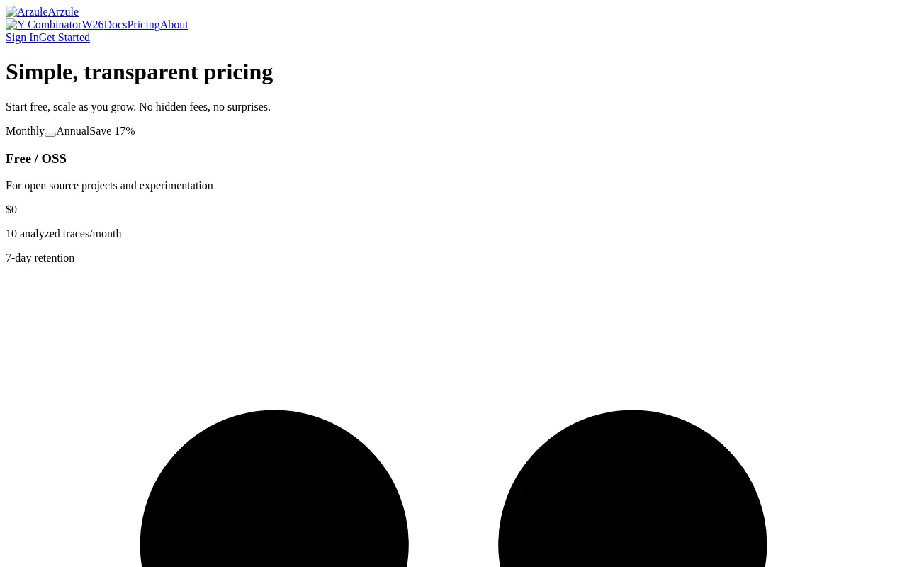 Arzule — pricing page