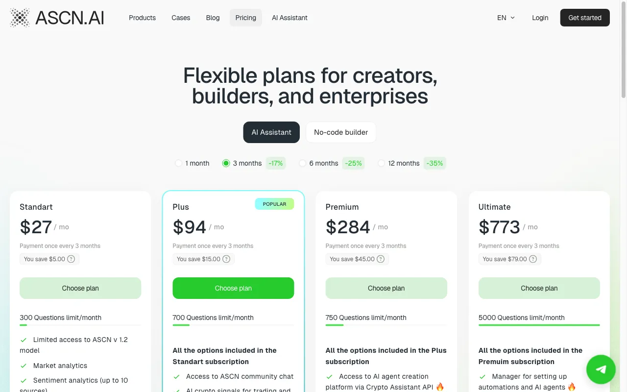 Ascn — pricing page