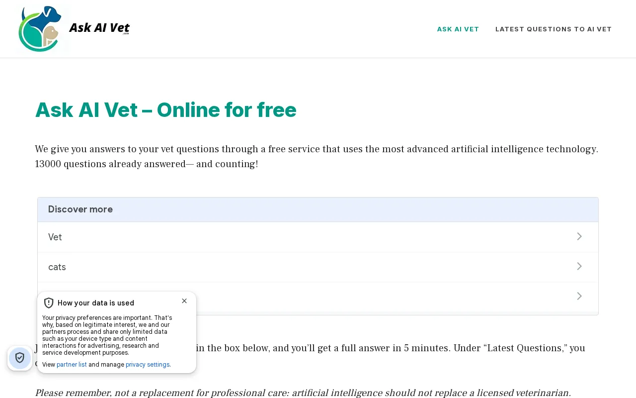 Ask AI Vet — preview screenshot